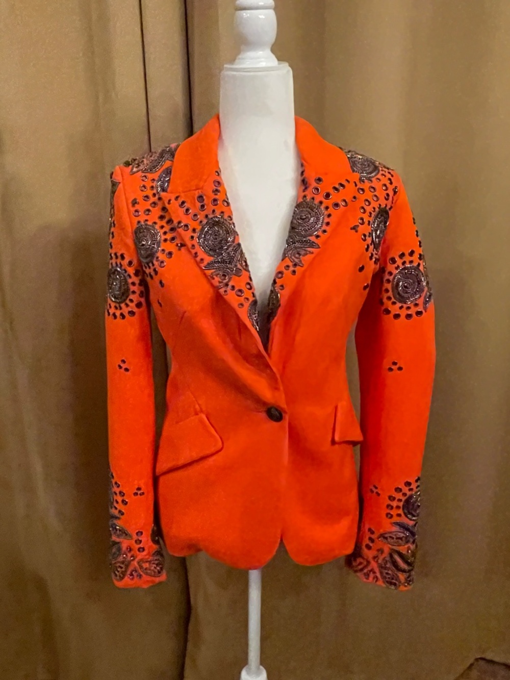 NEW! L'agence Orange Beaded Blazer Size 2 - Picture 4 of 16